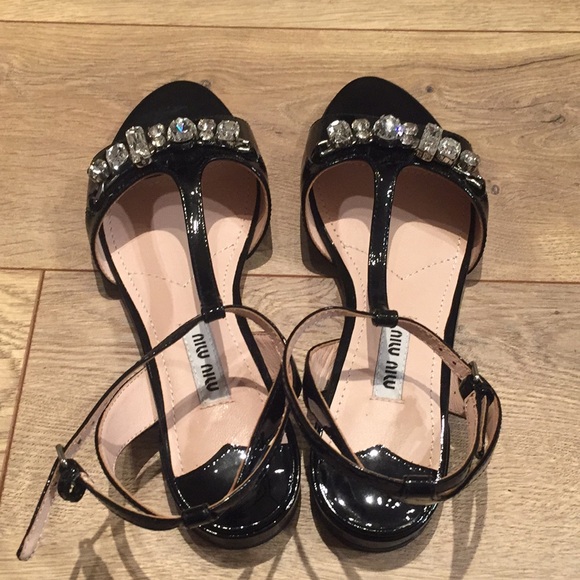 *SOLD* Miu Miu t-strap black jewel sandals - Picture 5 of 8